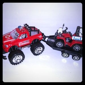 Friction Powered Fire Rescue Trailer Truck with AT